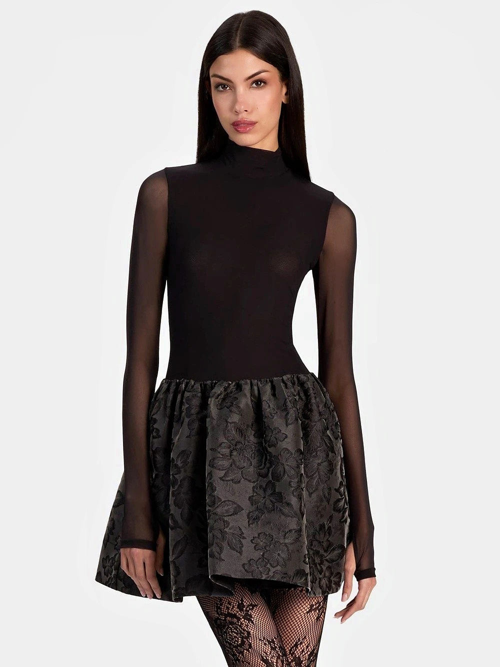Alice + Olivia NWOT CHARA FLARED MINI DRESS - BLACK